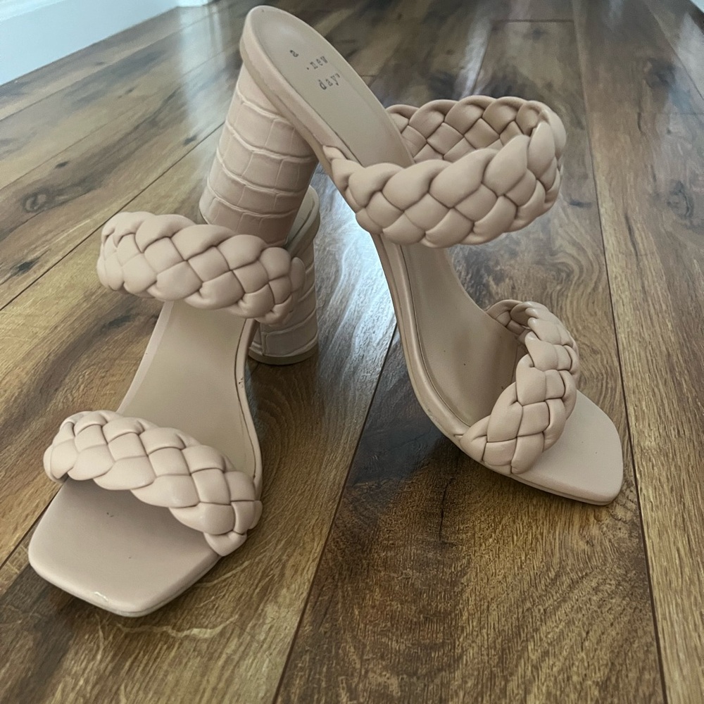 Braided Strap Nude Heels